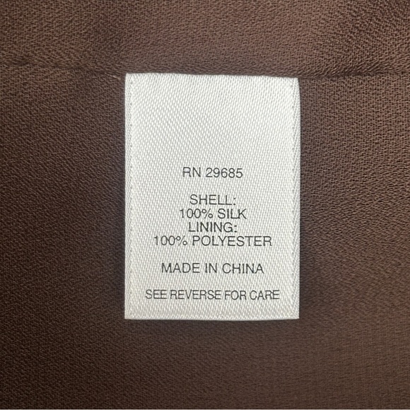 Pendleton Neck Tie Long Sleeve Brown Silk Blouse Size 14 - Picture 4 of 8